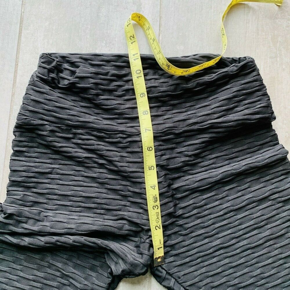 Los Angeles Boutique Black Scrunch Butt Stretch Leggings NEW Textured Flatter M - Picture 7 of 8